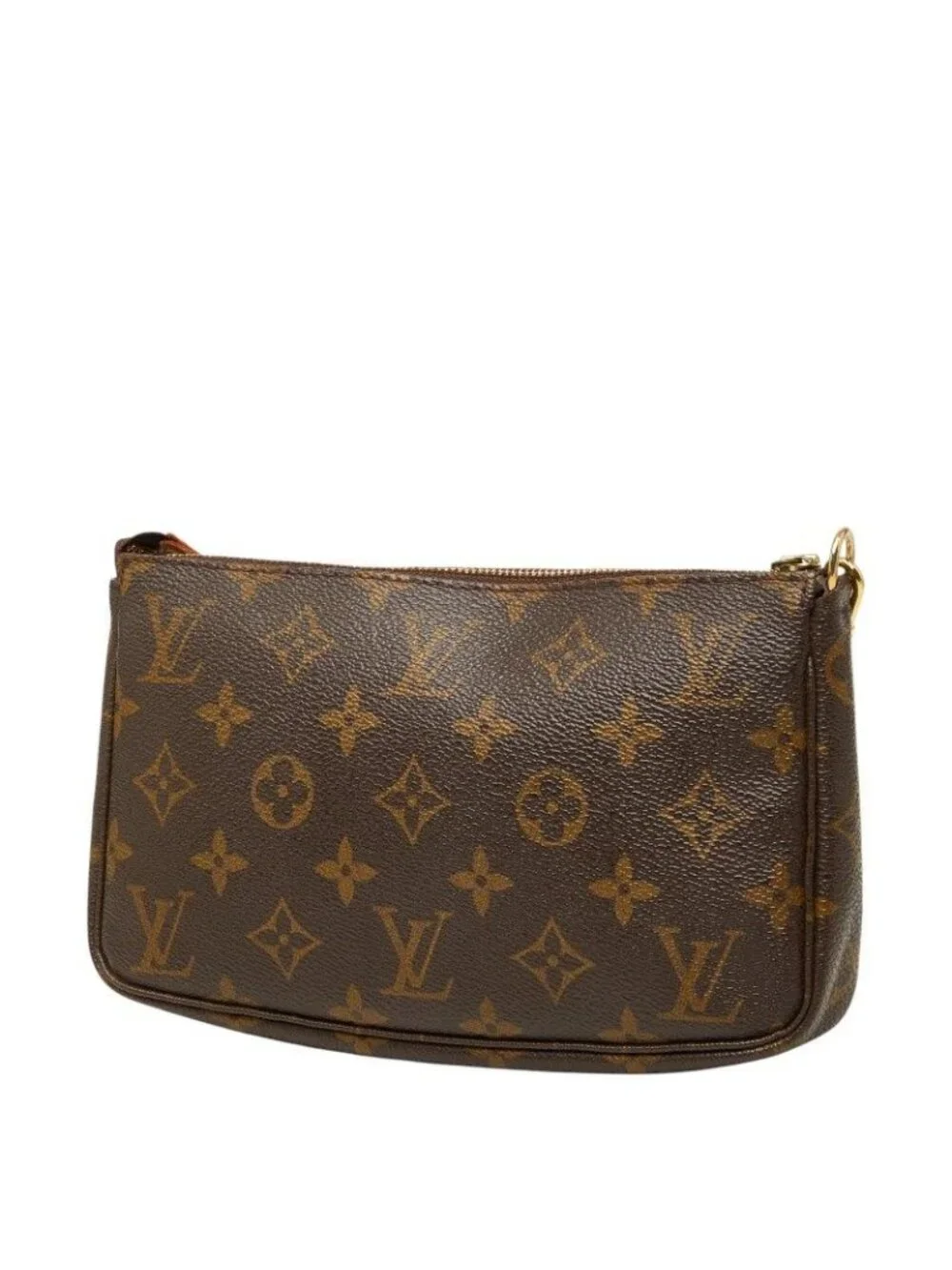 Louis Vuitton Monogram Pochette Soir Shoulder Bag Brown Leather
